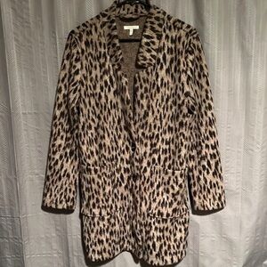 Maurices Leopard Print Long Jacket in Cream and Black